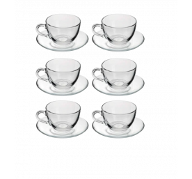 Tasses et sous tasses à café 6 Pièces-En verre